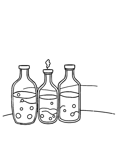 Magical Potion Bottles At Sunset Coloring Page