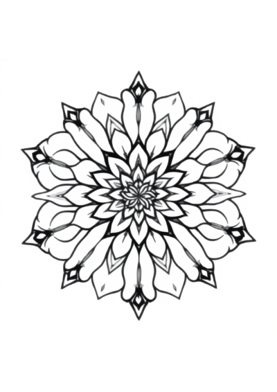 Magical Rose Mandala Pattern Coloring Page