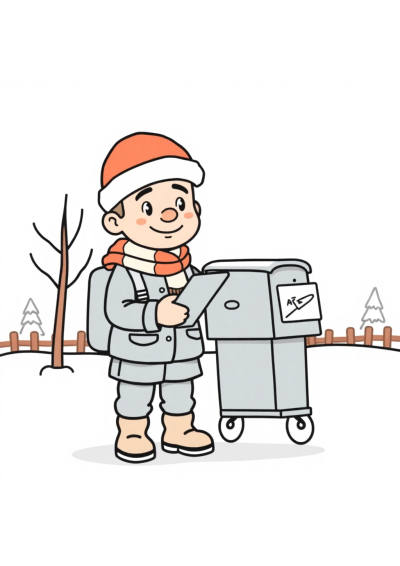 Mail Carrier In Winter Coloring Page
