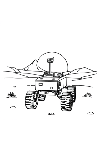 Mars Rover At Sunset Coloring Page