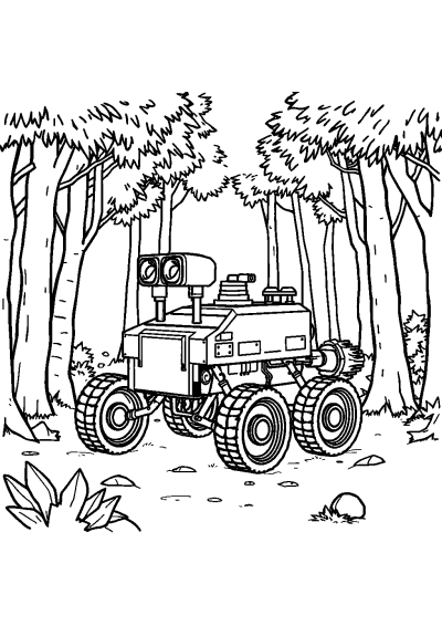 Mars Rover In Forest Coloring Page