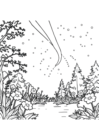 Meteor Shower In Garden Coloring Page