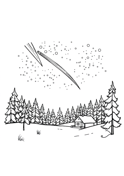 Meteor Shower In Winter Coloring Page