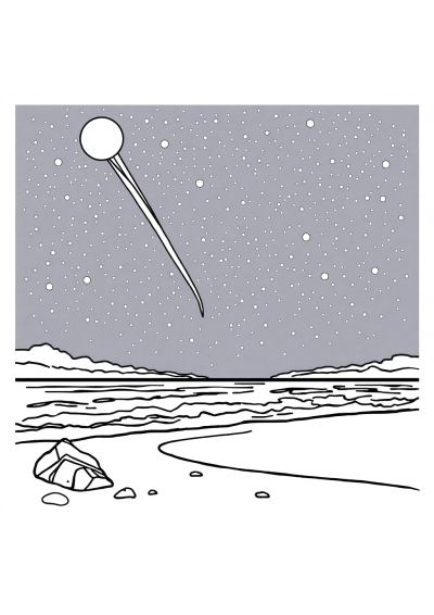 Printable Meteor Shower On Beach Coloring Page