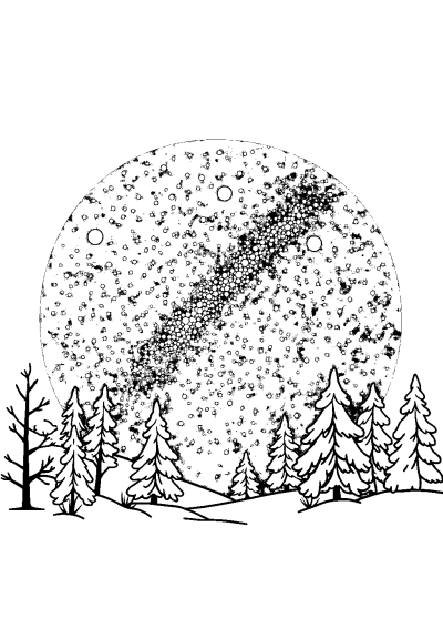 Milky Way Galaxy In Winter Coloring Page
