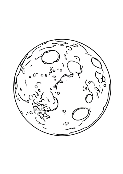 Moon Surface With Craters Coloring Page