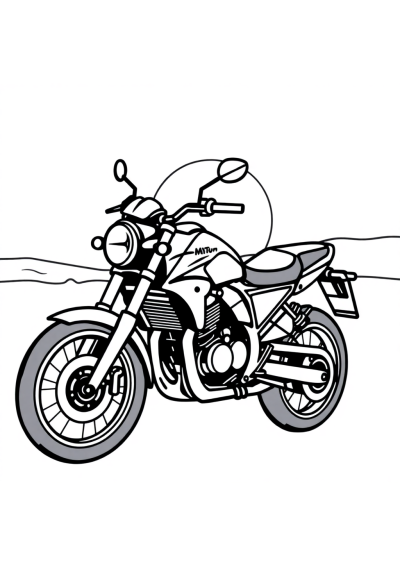 Motorcycle At Sunset Coloring Page