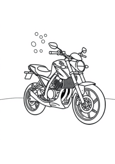 Motorcycle Underwater Coloring Page