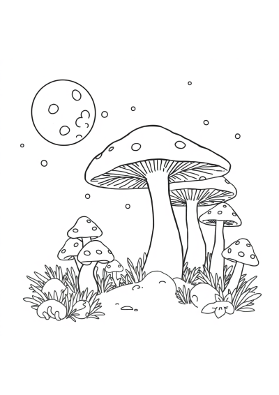 Mushroom Forest In Space Coloring Page