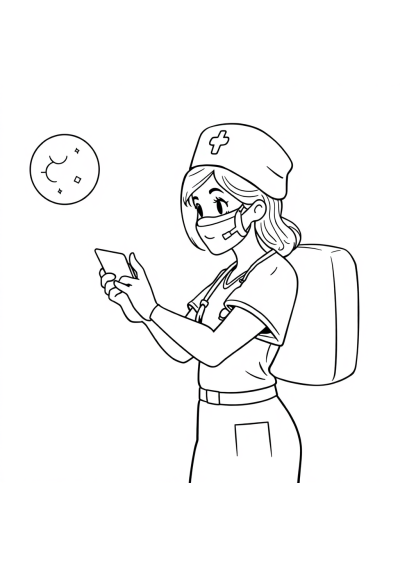 Nurse Helping In Space Coloring Page