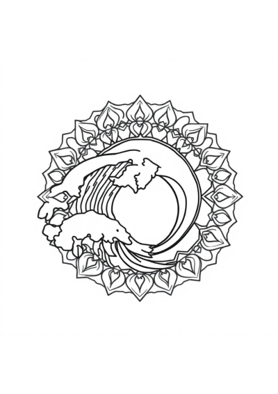 Ocean Wave Mandala In Winter Coloring Page