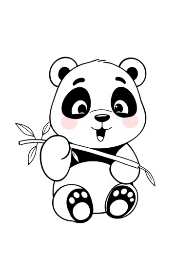 Panda Eating Bamboo Coloring Page