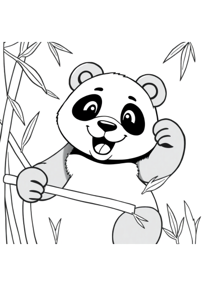 Panda Eating Bamboo Underwater Coloring Page