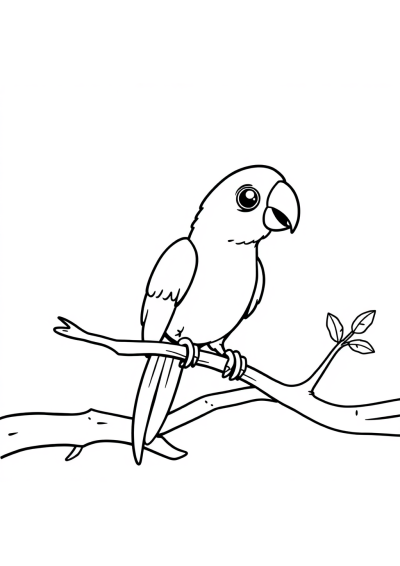 Parrot On Branch Coloring Page