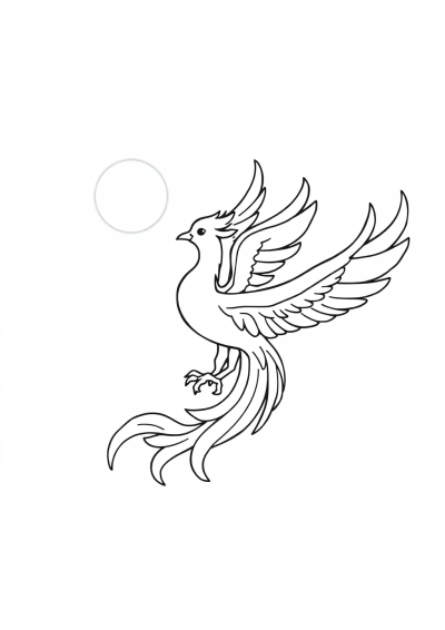 Phoenix Rising At Night Coloring Page