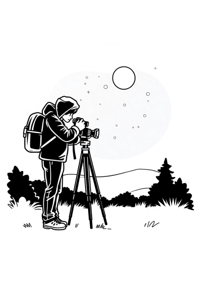 Photographer At Night Coloring Page