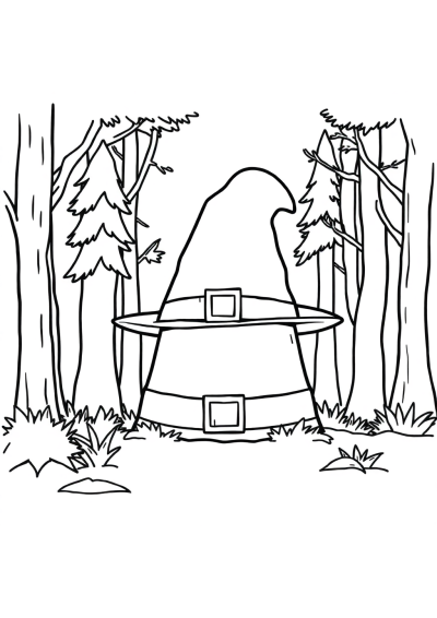 Pilgrim Hat In Forest Coloring Page