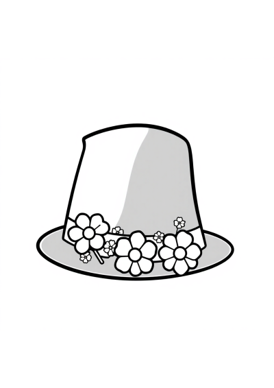Pilgrim Hat With Flowers Coloring Page