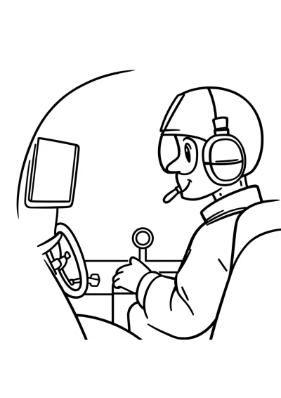 Pilot In Cockpit Coloring Page