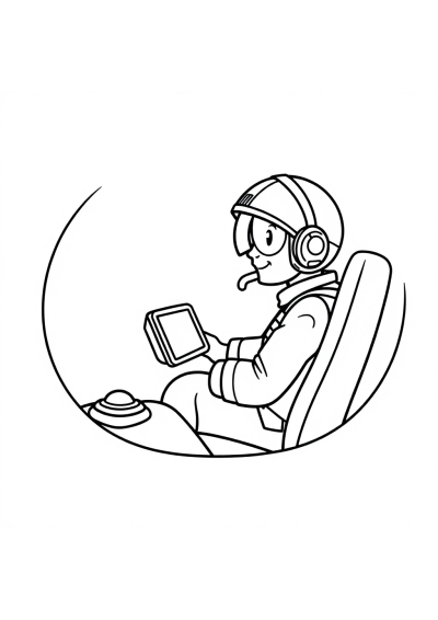 Pilot In Cockpit In Space Coloring Page
