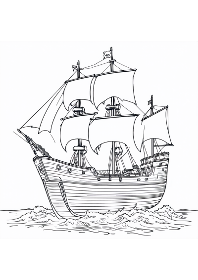 Pirate Ship Coloring Page