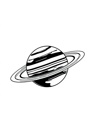 Planet Saturn With Rings In Winter Coloring Page