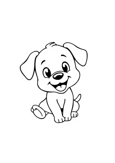 Playful Puppy In Space Coloring Page