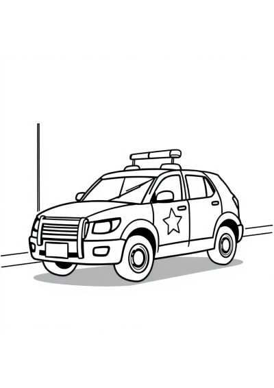 Police Car At Night Coloring Page