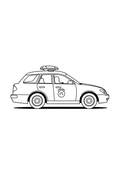 Police Car In Space Coloring Page