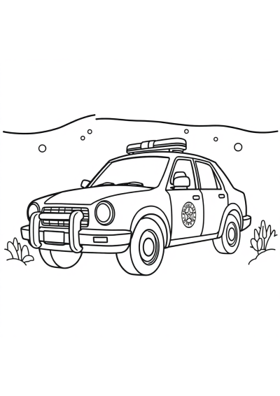 Police Car Underwater Coloring Page