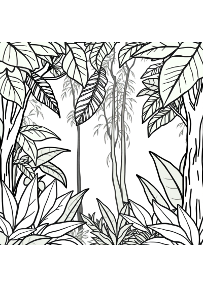 Rainforest Plants In Forest Coloring Page