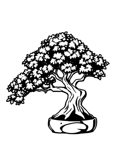 Realistic Bonsai Tree Coloring Page