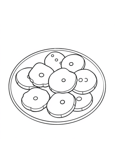 Realistic Cookies Plate Coloring Page