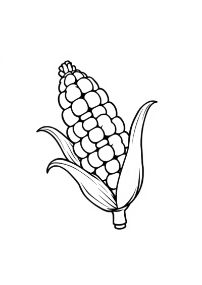 Realistic Corn On Cob Coloring Page
