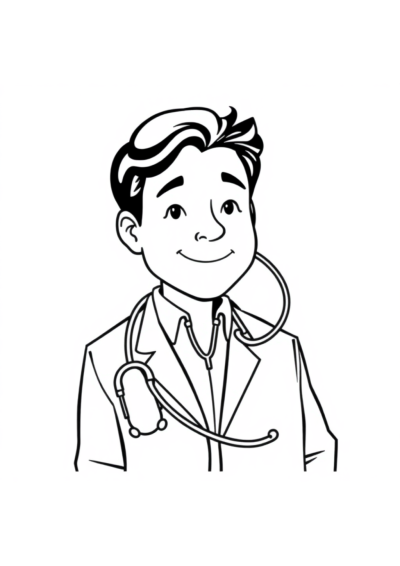 Realistic Doctor With Stethoscope Coloring Page