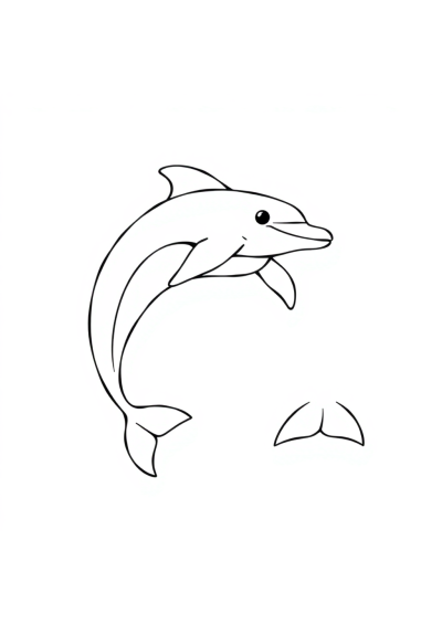 Realistic Dolphin Jumping Coloring Page