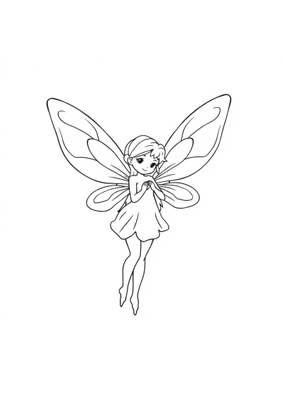 Realistic Fairy With Wings Coloring Page