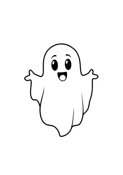 Realistic Ghost Friendly Coloring Page