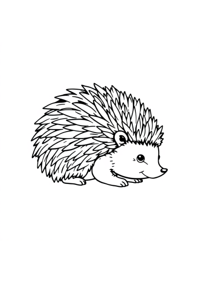 Realistic Hedgehog Curled Up Coloring Page