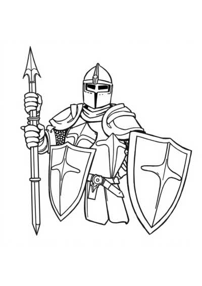 Realistic Knight In Armor Coloring Page