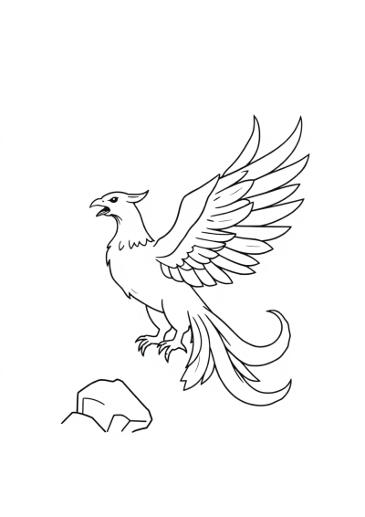 Realistic Phoenix Rising Coloring Page