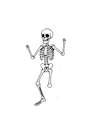 Realistic Skeleton Dancing Coloring Page