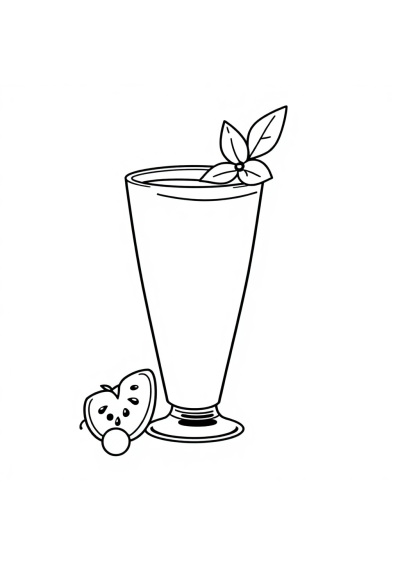 Printable Realistic Smoothie Glass Coloring Page