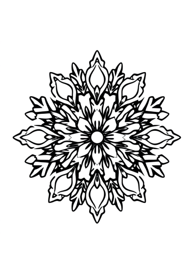 Realistic Snowflake Mandala Coloring Page
