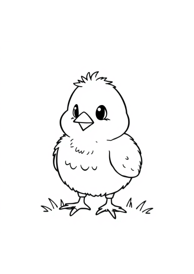 Realistic Spring Chick Coloring Page