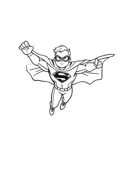 Realistic Superhero Flying Coloring Page