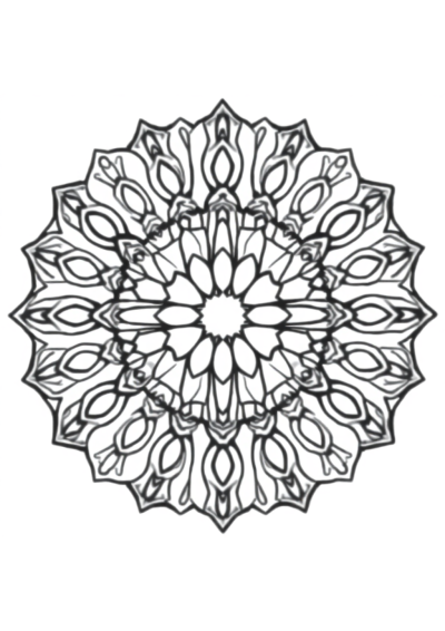 Realistic Symmetrical Mandala Pattern Coloring Page