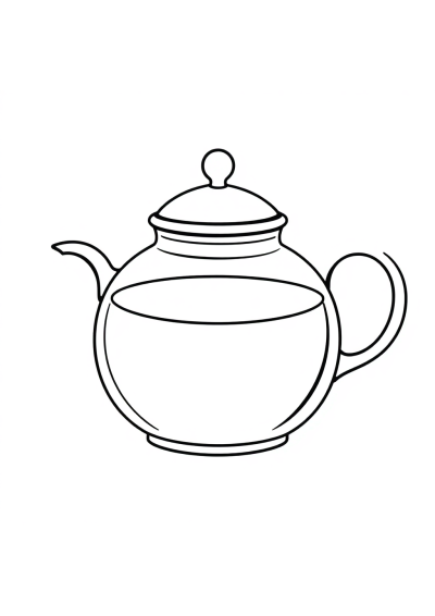 Realistic Tea Pot Coloring Page