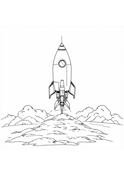 Rocket Launching Coloring Page