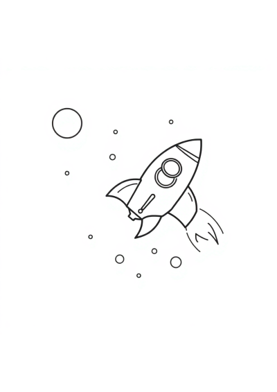 Rocket Ship Flying In Space Coloring Page